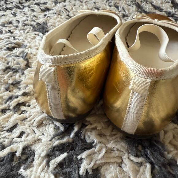 Crewcuts Gold Strappy Ballet Flats Mary Jane Shoes Size 4 Kids Big Girls Youth - Picture 7 of 10